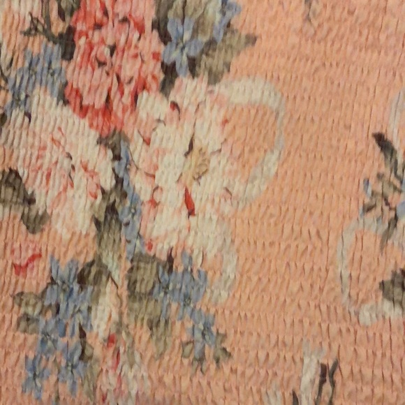 Hello Molly Beautiful floral peachy pink Dress S or U S 4 Smocked bottom/tie bak - Picture 2 of 10